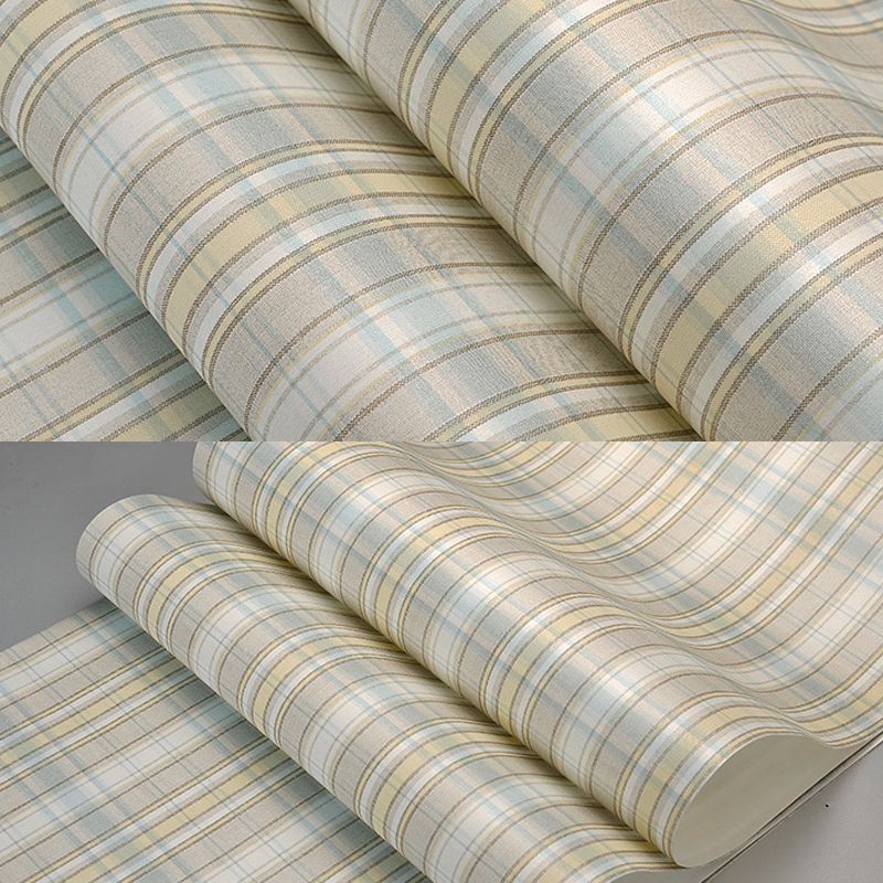 Scandinavisch Tartan-patroonbehang Vlies- en ongeplakte lichtkleurige wanddecoratie voor slaapkamer