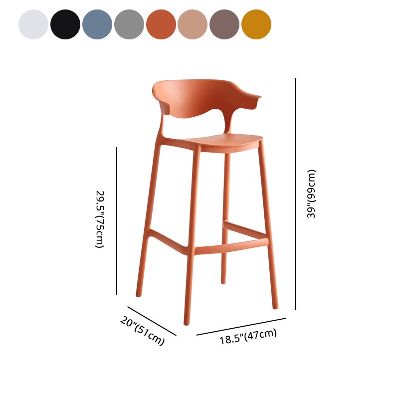 29-inch Modern Counter Bar Stool Armed Plastic Indoor Bar Stool with Footrest