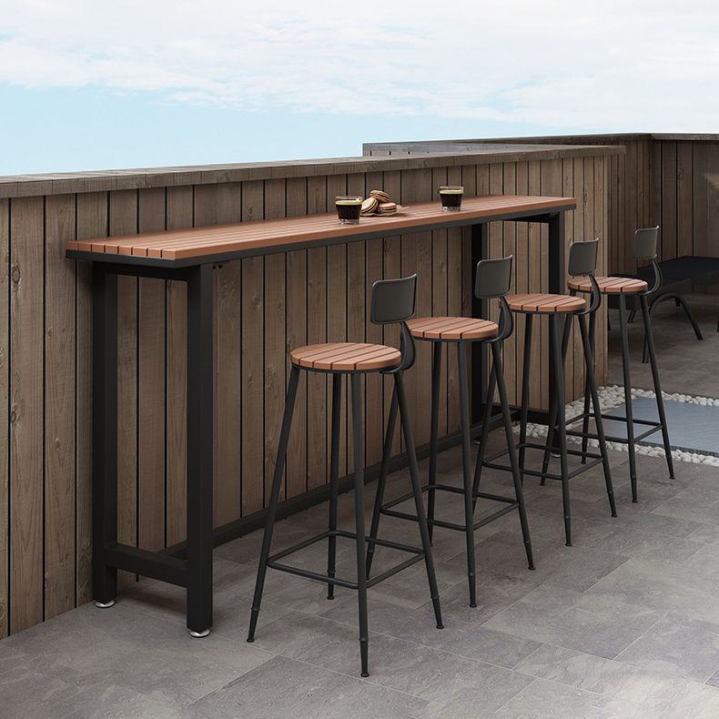 Brown Rectangle Bar Table Contemporary Bar Table with Trestle Base