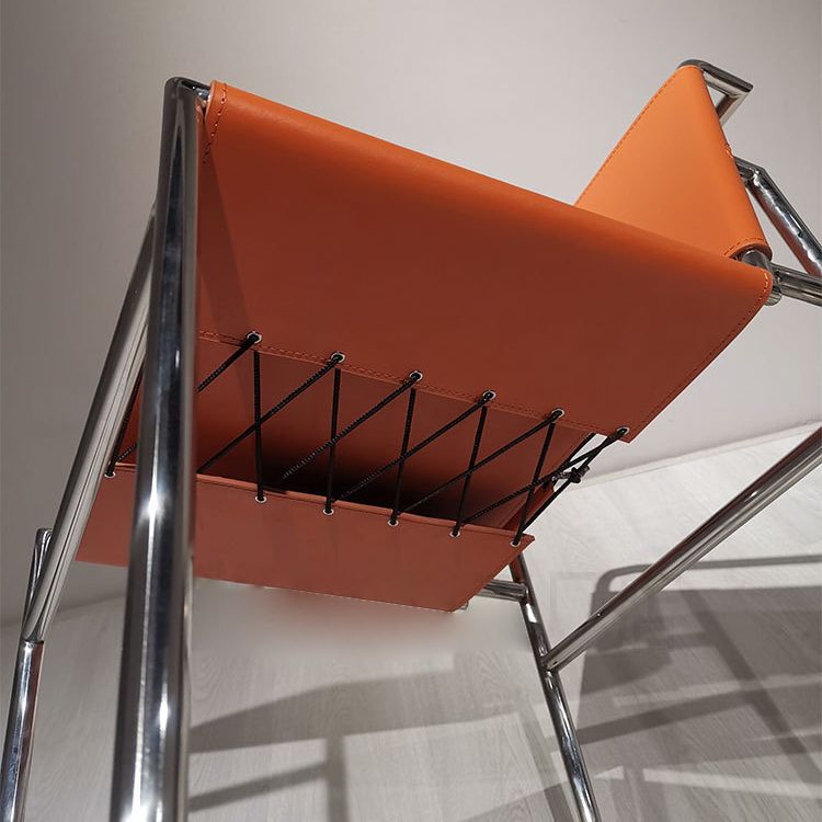 Faux Leather Dining Chairs Industrial Side Chair with Metal Legs