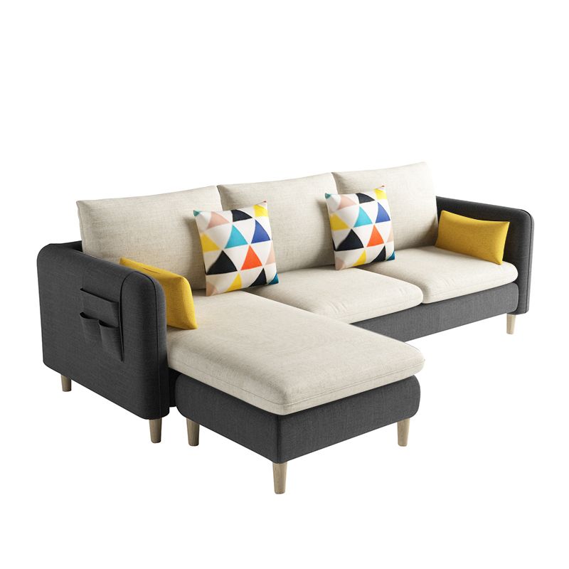 Scandinavian 32.28 " H Cotton Blend Square Arm Sofa & Chaise