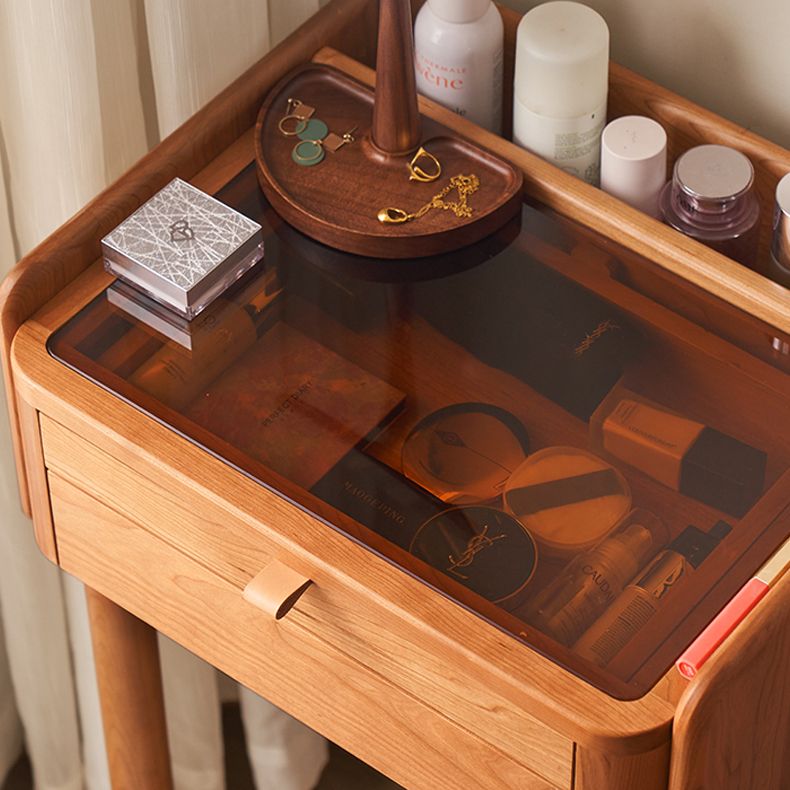 30.7" Wide Cherry Vanity Desk and Stool with Storage Drawers
