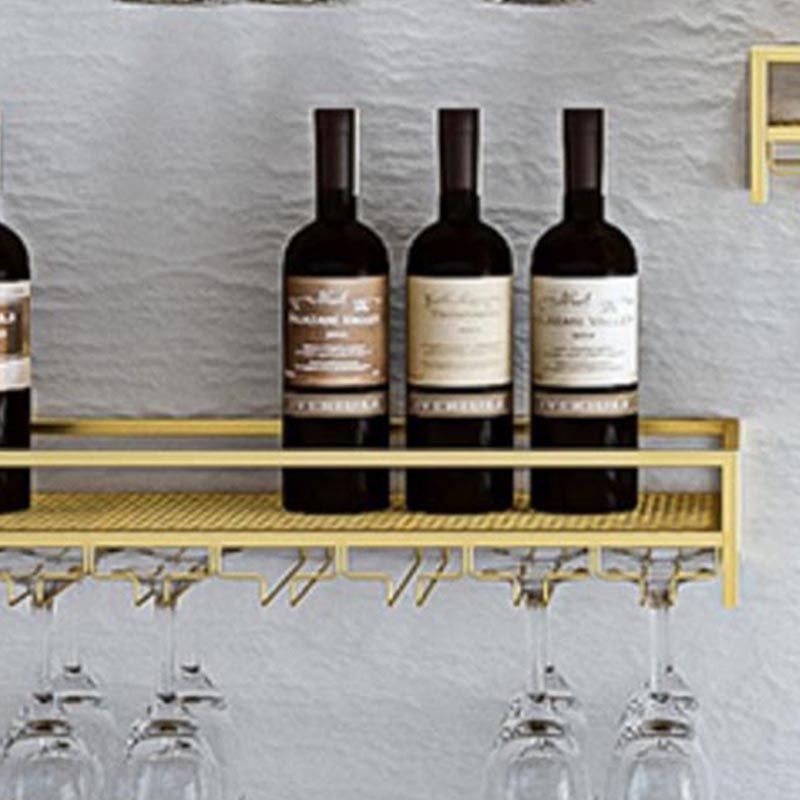Metal Wall Mounted Wine Bottle & Glass Rack Modern Wine Holder Rack