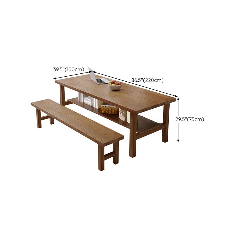 Simplicity Dinette Table Solid Wood Rectangle Dining Room Table in Brown