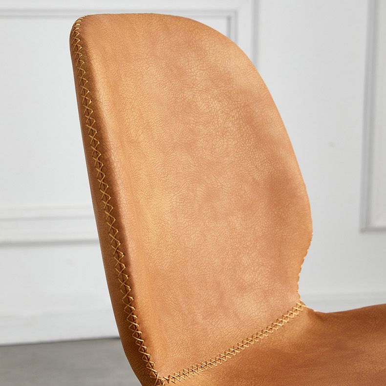Sillas de comedor de cuero sin brazos con respaldo sólido de diseño industrial para cocina