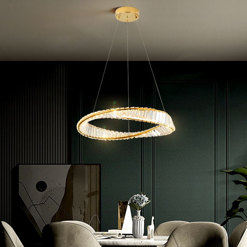 Ultramoderne ring LED Kroonluchter Lamp Crystal Suspension Pendant Light voor restaurant