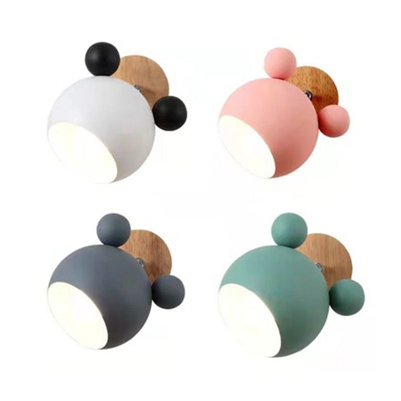 Nordic Metall Wall Light 6 "breite Makkaronwandleuchten mit Holz für Wohnzimmer