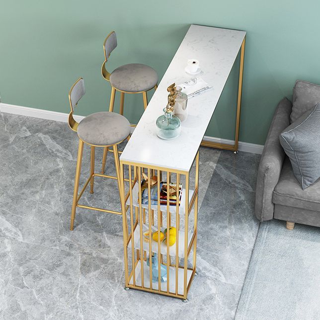 1/3 Pieces Luxurious Rectangular Bar Table Set Artificial Marble Top Pub Table Set