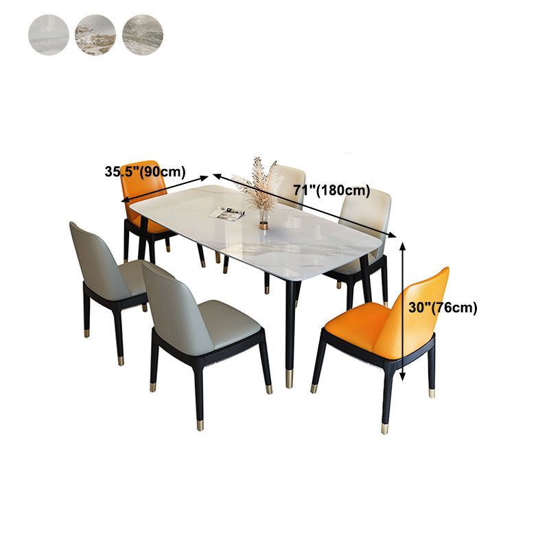 Traditional Luxury Dining Table Stone and Wood Legs Rectangle Dining Site Table