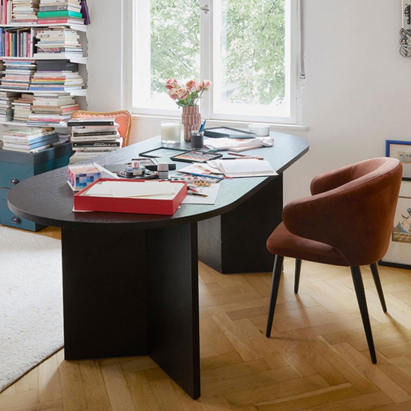 Modern Wood Dining Table Oval Black Dinner Table for Dining Room