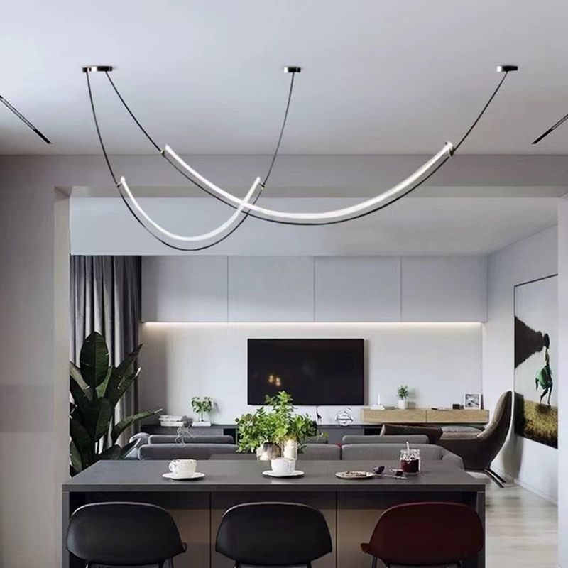 Acrylic Linear Island Lighting Modern Chandelier Lamp for Dining Room