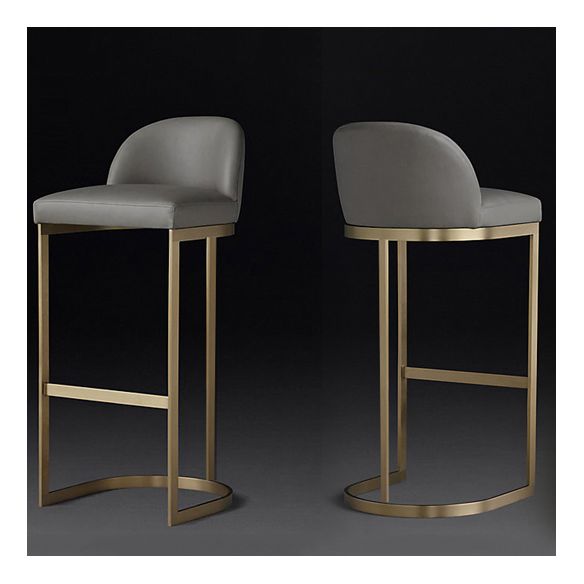 Glam Backrest Armless Counter Stool Iron Bar Stool with Pedal and Cushion