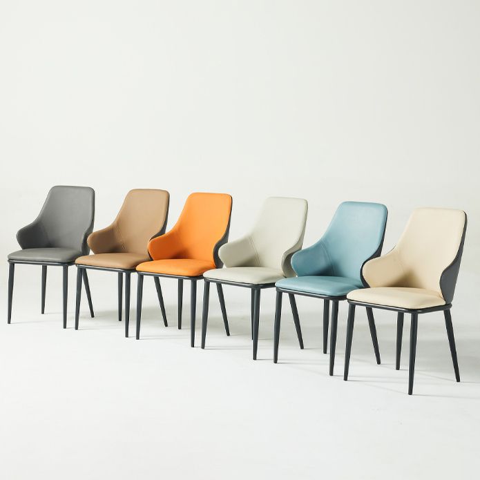 Fauteuil en cuir de restaurant contemporain, finition mate, chaise de salle à manger Parsons