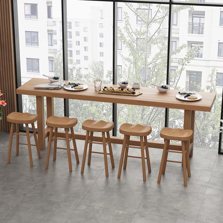 Rectangular Bar Table Set 1/6/11 Pcs Solid Wood Bar Table and Stools