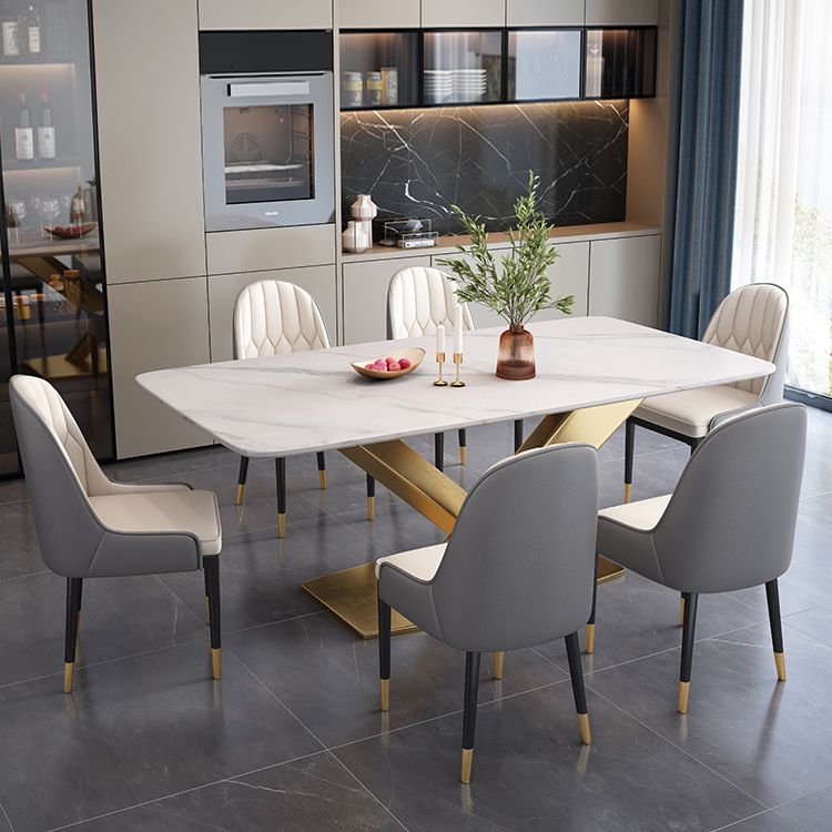 Glam Style Standard Sintered Stone Top Dining Room Set of Rectangle Shape for Kitchen Table Set