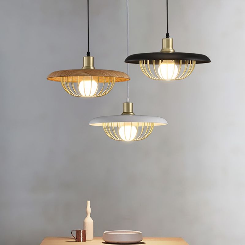 Style minimaliste moderne en cage suspendu suspension en métal 1 éclairage pendentif léger