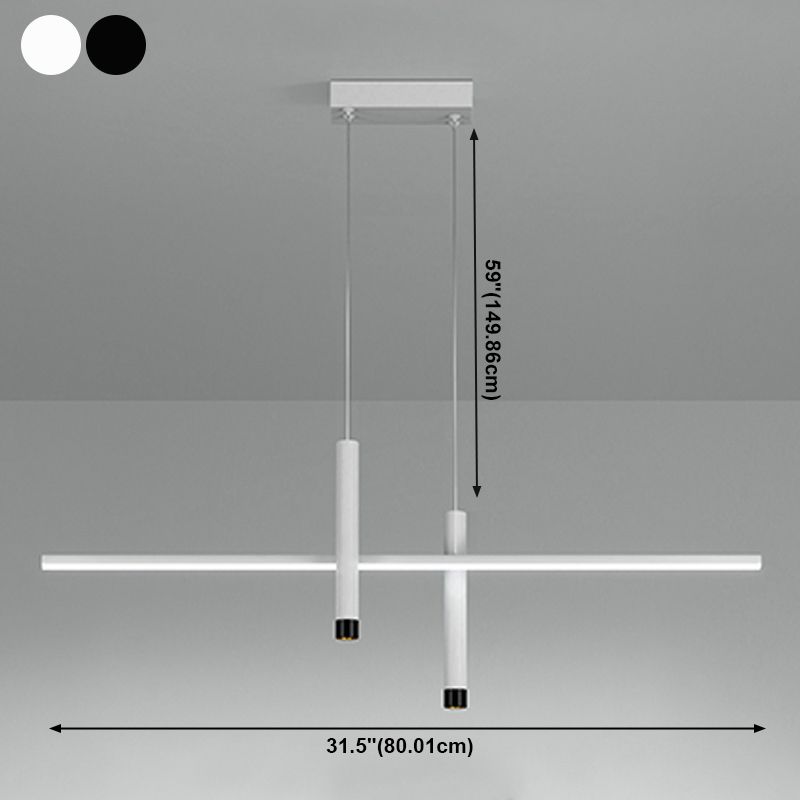 Luci a ciondolo dell'isola lineare contemporanea Metal 3 Lights Freepurs