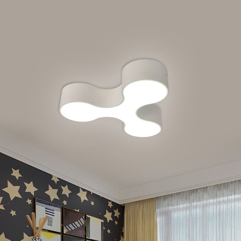 Nursery Room LED Flush Mount Lamp Macaroon White/Yellow/Blue Ceiling Light Fixture with Y-Shaped Acrylic Shade