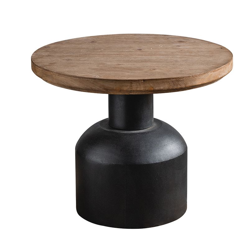 French Country Distressed Wooden Coffee Table Round Top Cocktail Table for Living Room