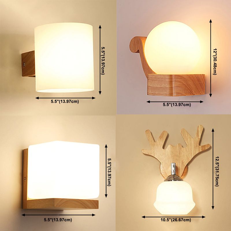 Bedroom Modern Minimalism Sconce Light Solid Wood One Head Wall Mounted Lighting Fixture