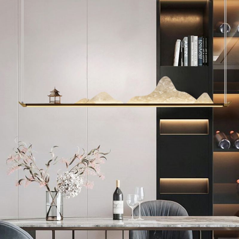 La lampe de lustre en métal moderne pendante île LED linéaire pour la salle de thé