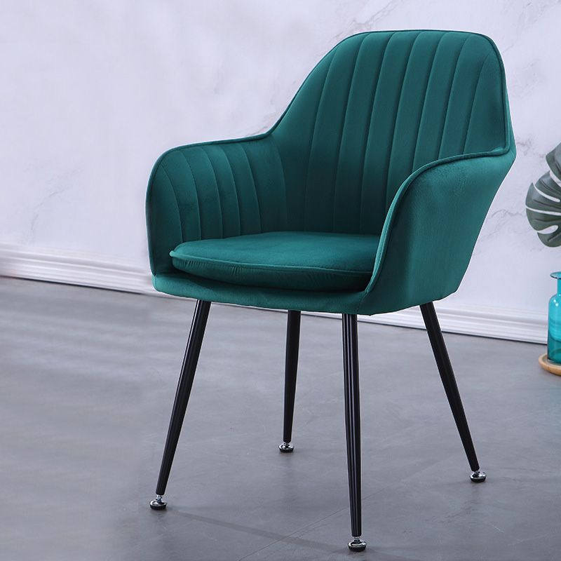 Sewn Pillow Back Chair with Flared Arms and Basic Four Legs for Apartment