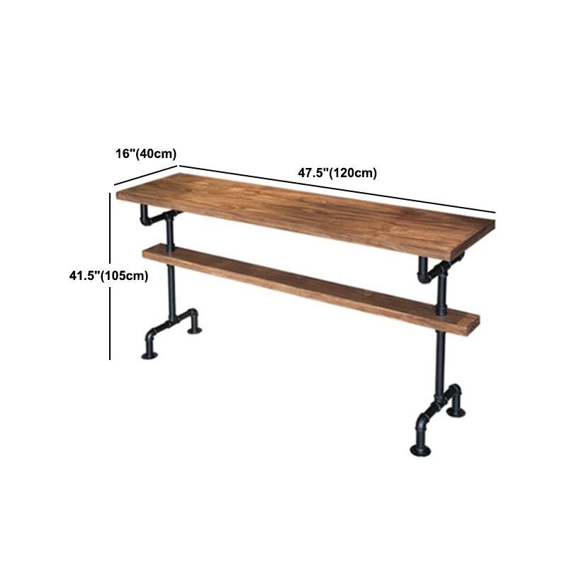 Industrial Rectangle Bar Height Table Solid Wood Trestle Counter Height Table