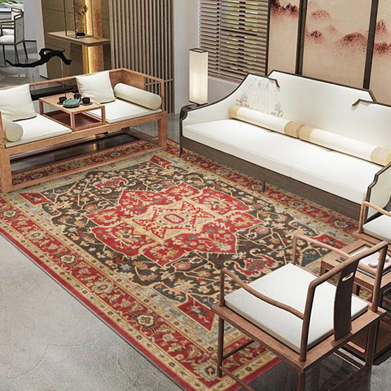 Antique Home Decoration Carpet Tribal Pattern Polyester Indoor Rug Stain Resistant Area Carpet