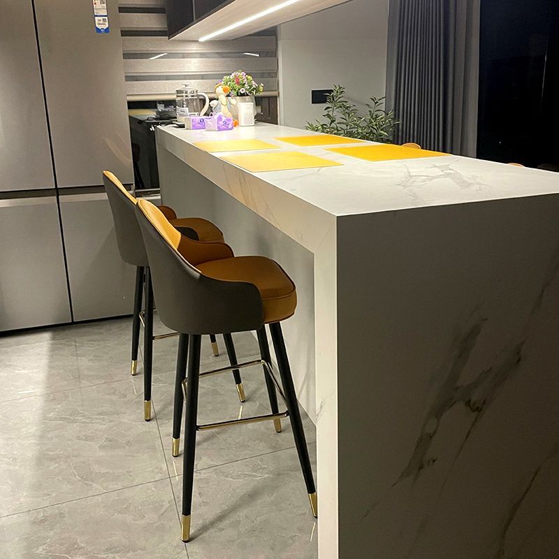 Modern Armless Backrest Counter Stool Iron Bedroom Bar Stool with Cushion and Pedal