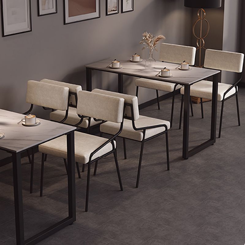 Industrial Style Side Chair Upholstered Open Back Dining Chair with Metal Leg