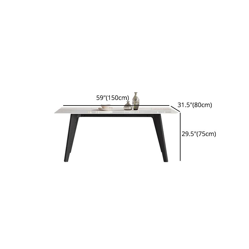 Industrial Stone Top Rectangle Table White and Black Dining Room Table
