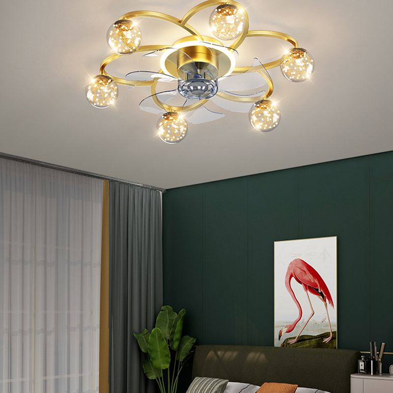 Lampada a ventola a soffitto in metallo in stile semplice con lama a ventola ABS