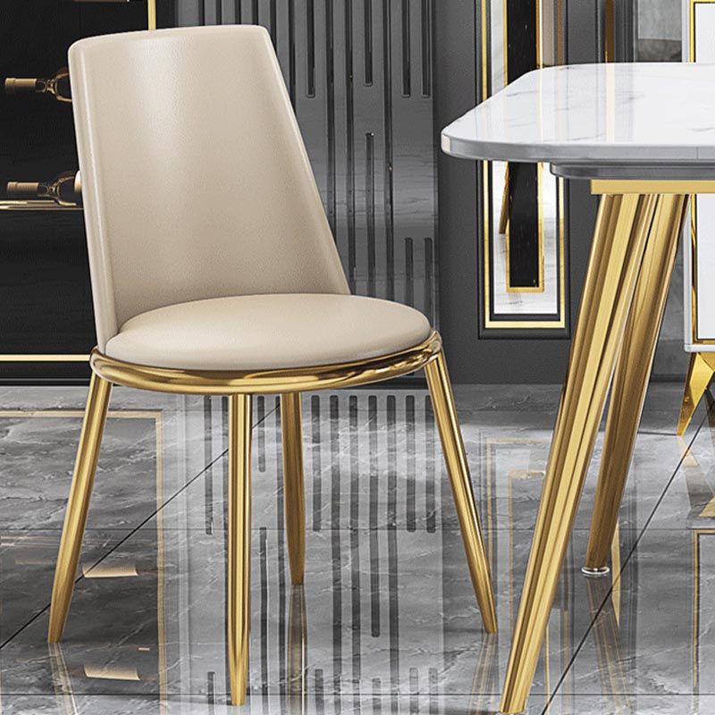 Glam Dining Side Chair Upholstered Side Chair with Gold Legs for Dining Room