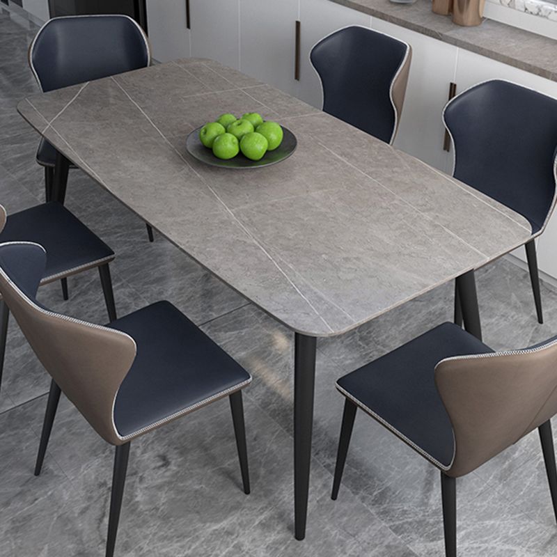 Metal Modern Rectangular Table Sintered Stone Table for Dining Room and Kitchen