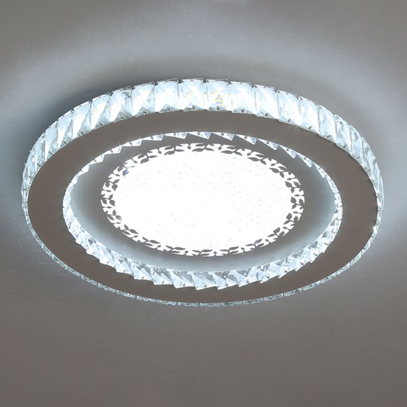 Chambre ronde Flush Ceiling Light Crystal LED Contemporary DEL Flush Mount Lighting Fixture in Stainless-Steel