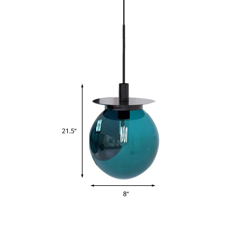 Globe comedor kit de lámpara colgante naranja/azul/vidrio transparente 1 cabeza de lámpara colgante moderna
