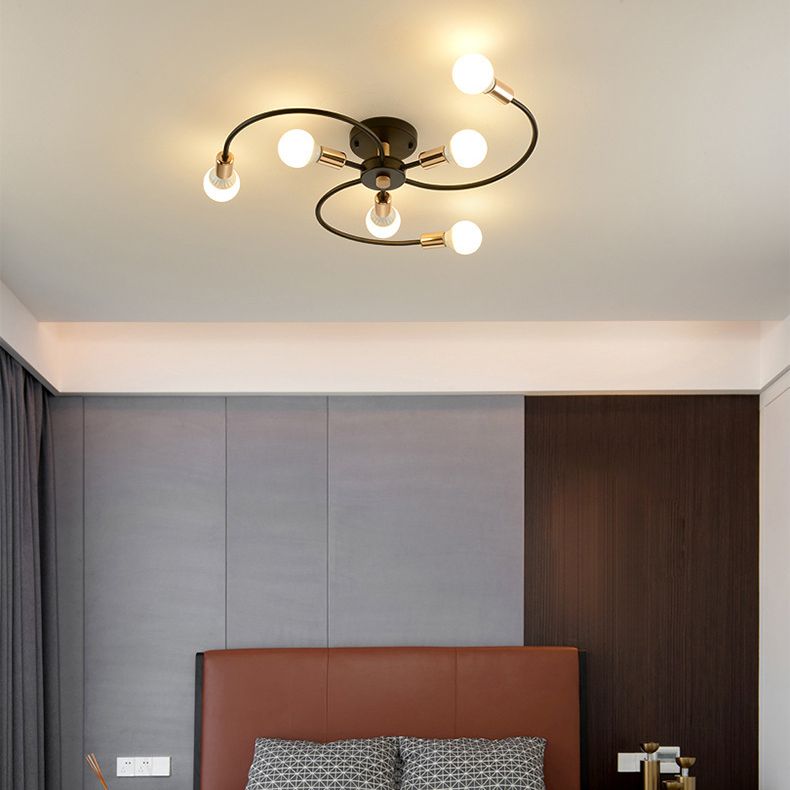 Industrial Ceiling Lamp Simple Metal Flush Mount Light Fixture for Bedroom