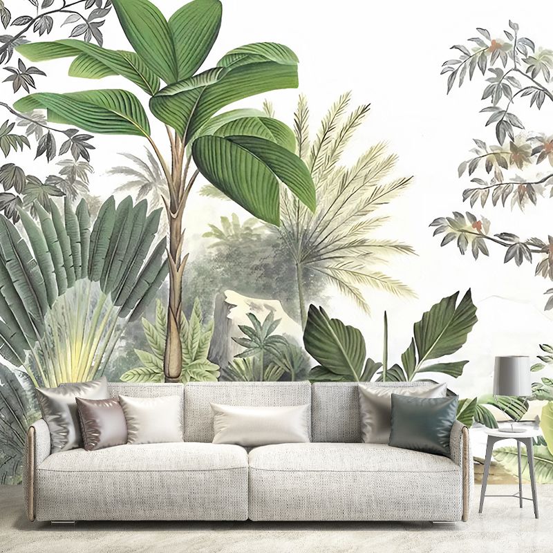 Whole Botanical Plant Wall Mural for Guest Room Decor Nordic Leaf Wall Art in Green, Water Resistant