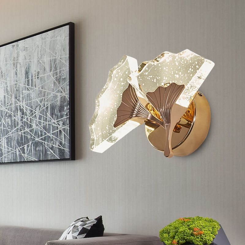 Ginkgo Bedroom Wall Sconce Light Vintage Bubble Crystal 1/2 Heads Gold LED Wall Lighting in Warm/White Light