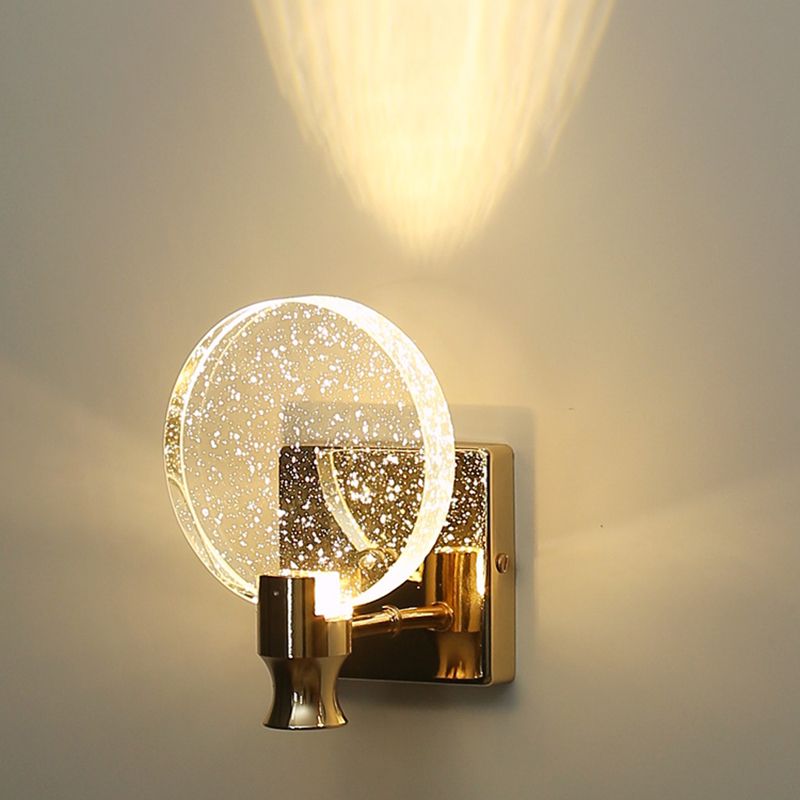 Postmodern Indoor Wall Light Gold Wall Light Sconces with Clear Crystal Shade