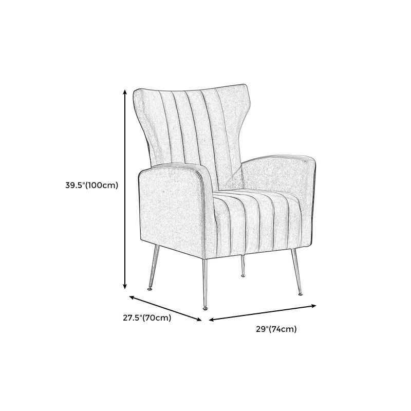 Scandinavian Accent Chair Velvet Wingback Chair with Sewn Pillow Back and Basic Four Legs