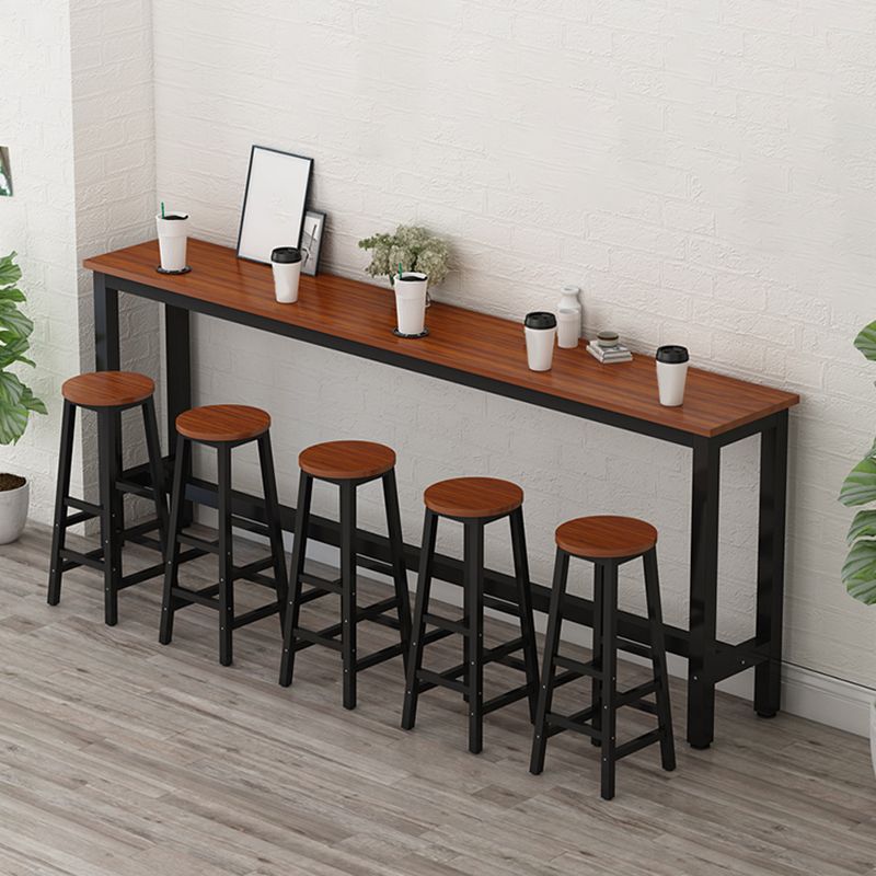 Modern Artificial Wood Bar Table Rectangle Table Metal Base for Cafe