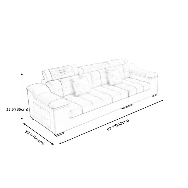 Contemporary Sofa Grey High Back Sloped Arms Sofa/Sectional for Living Room
