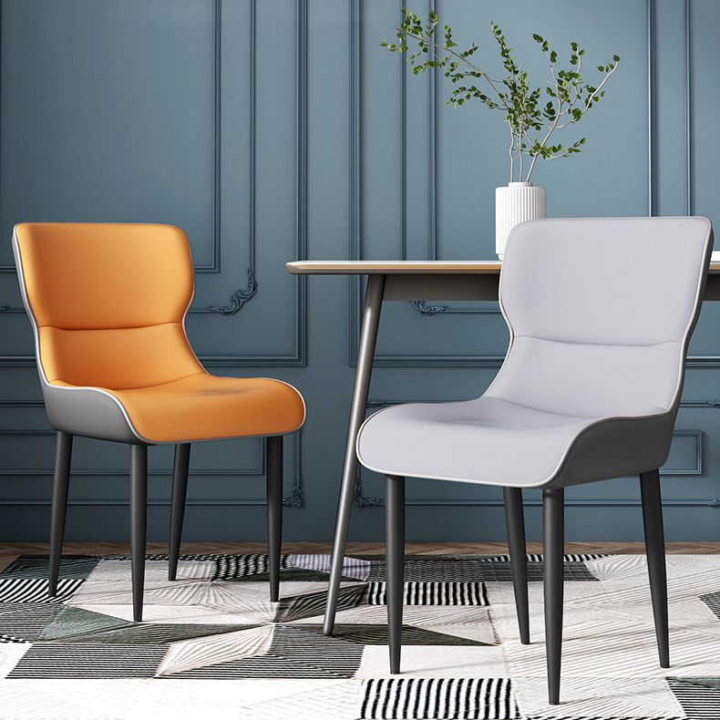 Contemporary Style Metal Dining Chairs Wingback Arm Dining Side Chair for Kitchen