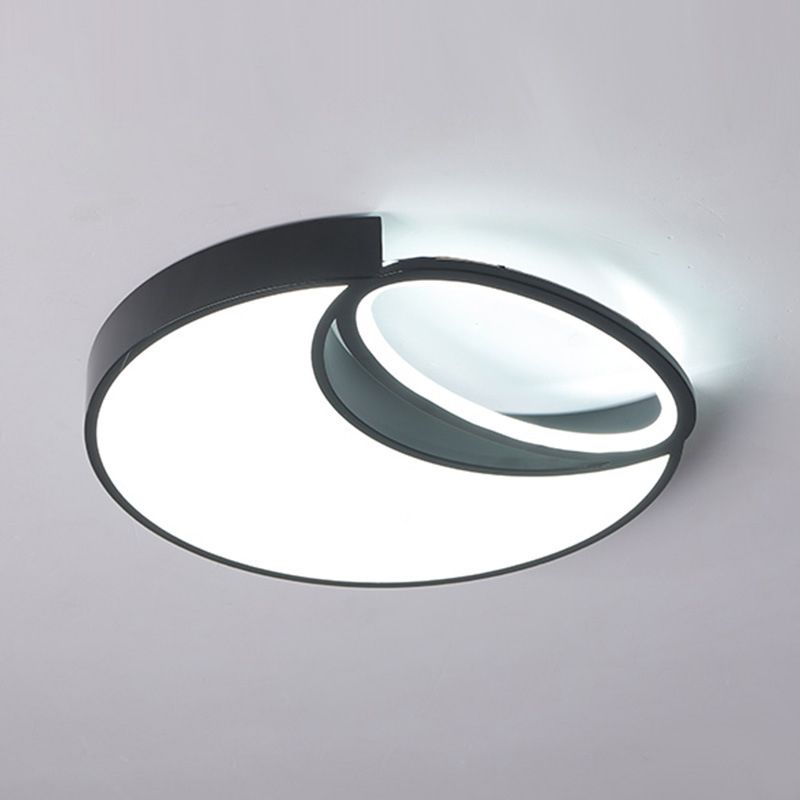 18"/22" Wide Minimalist LED Flush Light Acrylic Black Waxing Moon and Oval Ceiling Flushmount Lamp in Warm/White Light