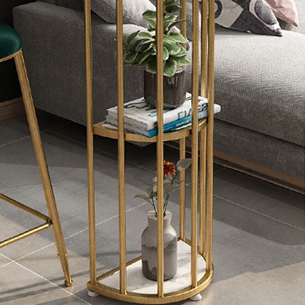 Glam Style Bar Table Stone Oval Bistro Bar Desk with Storage