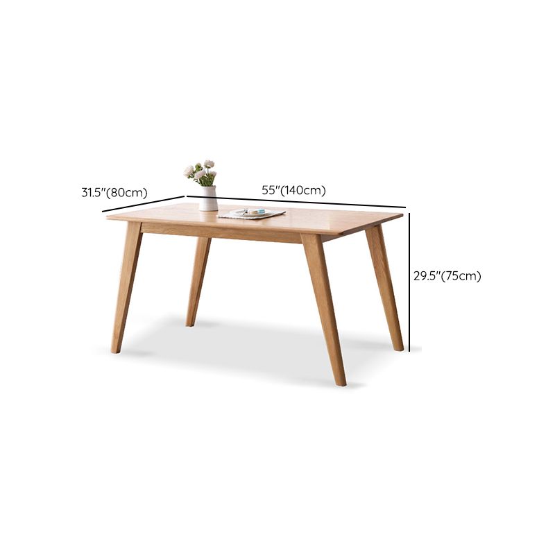 Natural Modern Rectangular Oak Tabletop Dining Table with 4 Legs