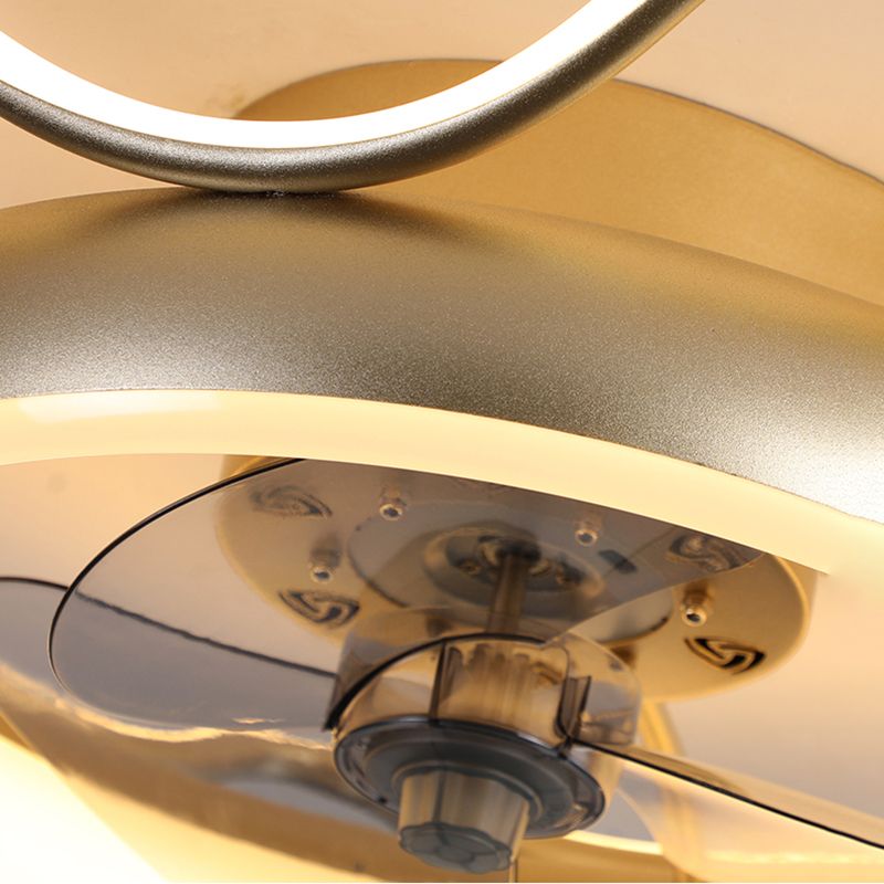 Crown Shaped Metal Flush Mount Fan Lamp Childrens LED Semi Flush Light for Bedroom