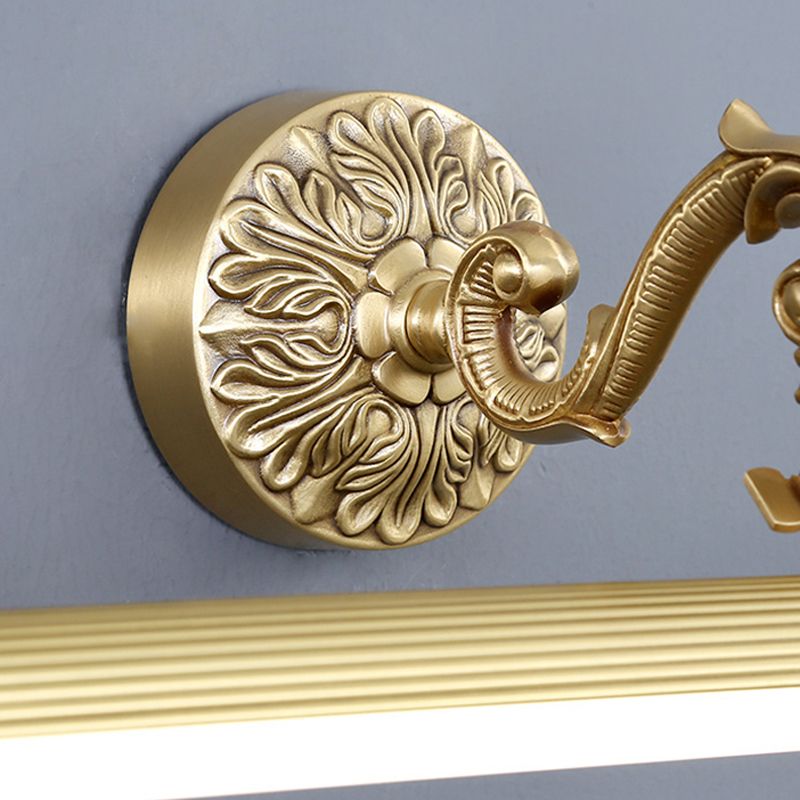 Linear Shape Metal Wall Sconce Modern Style 1-Light Mirror Wall Mounted Light in Brass