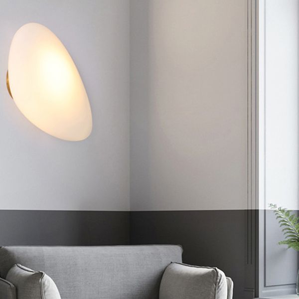 Nordic Style LED Wall Light Cobblestone Shape Wall Lamp with Glass Shade for Living
